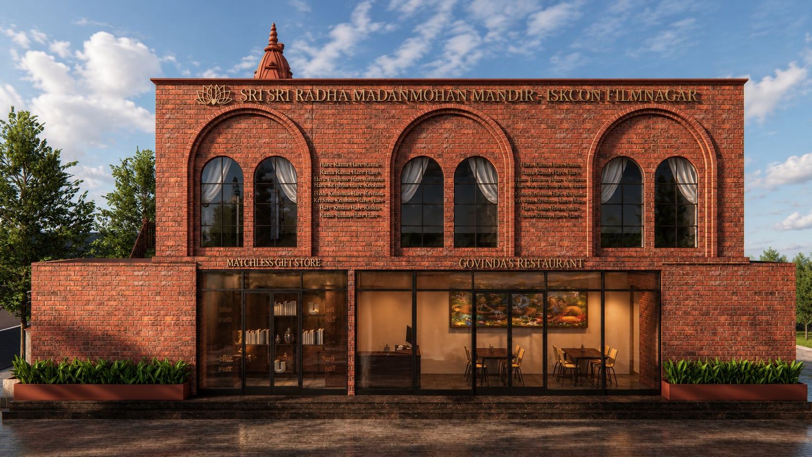 Evening view of the proposed ISKCON Filmnagar temple