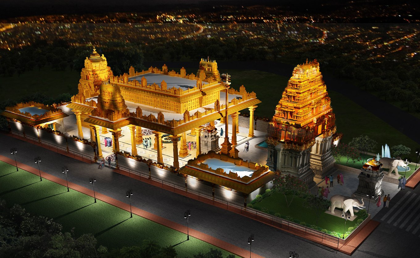 ISKCON Jubilee Hills at night